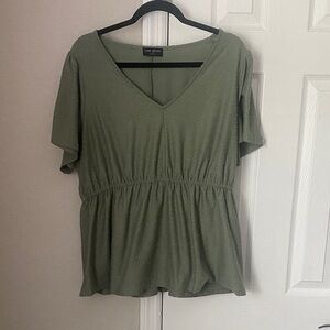 Lane Bryant Olive V-Neck Blouse